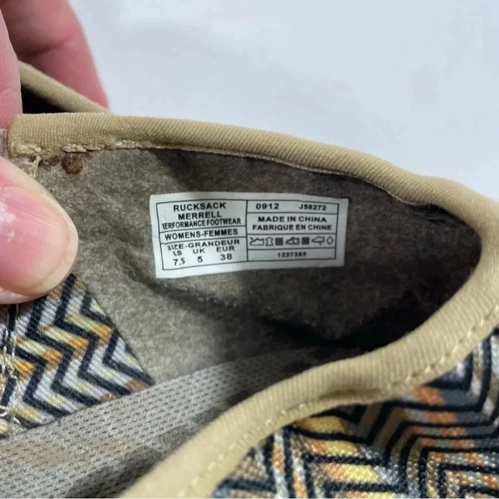New Merrell Rucksack Canvas Slip On Shoes Tan Chevron